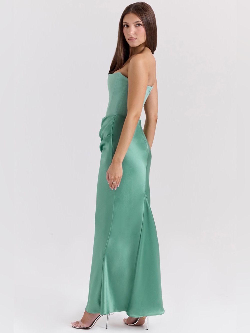 House of CB Persephone Jade Strapless Corset Maxi Dress Green Womens Size M D-DD - Picture 8 of 15